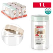 Barattolo in Plastica Montecarlo – 1 Litro – Contenitore per Alimenti – 10cm x 10cm x 15cm – PlasticForte