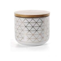 Barattolo in porcellana con tappo in legno 10 x H8CM