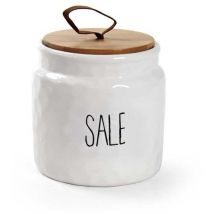 Barattolo modello ondulato per sale 14 cm bianco con tappo in legno