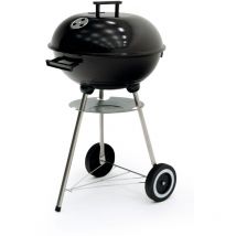 Kekai - Barbecue a Carbone Portatile con Ruote Michigan 46x44x70 cm Rotonda con Coperchio e Vassoio Raccogli Cenere Smaltato in Nero