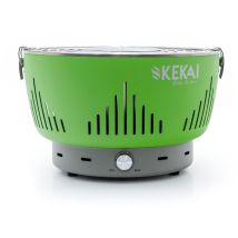 Kekai - Barbecue a Carbone Portatile da Tavolo Crater 35x35x25 cm Ciotola Raccogli Grassi con ventola Regolabile Senza Fumi Verde