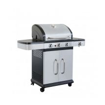Barbacoa de gas de tres fuegos 117x56x112 cm en acero pintado gris y negro - Siderno