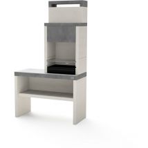 Tuozi - Barbacoa de Obra para Carbón Modelo plan 2 (Gris/Blanco - 110 x 47 x 192 cm) ref: 8035 - Uso en Exteriores