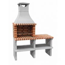 Barbacoa de Obra Prefabricada de Leña y Carbón Modelo Sines xl (Gris, Naranja - 144 x 58 x 200 cm) ref: 3530/2 - Cocina de Exterior para Jardín o