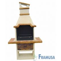 Barbacoa piedra jardin barby tostado madera ocre