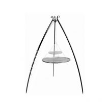 Barbecue Treppiede da 200 cm con 2 griglie in acciaio naturale 70 cm + 40 cm
