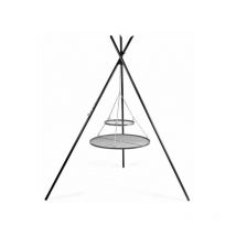Cookking - Barbecue 2 Grilles de Cuisson suspendu « tipi » sur Trépied 210 cm en acier 70 cm et 40 cm