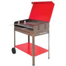 Mille - Barbecue au bois Etna charbon de bois four a' charbon de bois 50x80xh90 cm en fer peint avec roulettes et grille en acier