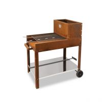 Barbecue a carbone e legna Clementi Super Flipper 60x53 in acciaio Corten