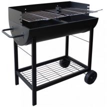 ZIK - Barbecue a Carbonella bbq a Carbone da Giardino in Acciaio Doppia Griglia con Ruote e Ripiano Inferiore - cm 100x47x94 Nero - black
