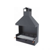 Fm Calefaccion - Barbecue a carbonella e legna Griglia in acciaio inox da 100 cm - Con paravento e cappa