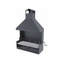 Fm Calefaccion - Barbecue a carbonella e legna Griglia in acciaio inox da 100 cm - Con sollevatore paravento e cappa