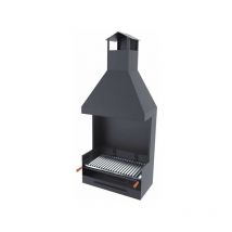 Barbecue a carbonella e legna Griglia in acciaio inox da 60 cm - Con paravento e cappa
