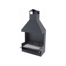 Barbecue a carbonella e legna Griglia in acciaio inox da 80 cm - Con paravento e cappa