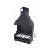 Fm Calefaccion - Barbecue a carbonella e legna Griglia in acciaio inox da 80 cm - Con sollevatore paravento e cappa