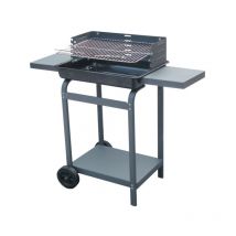 Barbecue a Carbonella in Acciaio Verniciato Griglia Cromata Regolabile Ripiano Laterale e Inferiore Portaoggetti 110x47x92h