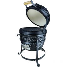 Outsunny - Barbecue à charbon bbq grill fumoir sur pieds design contemporain olive acier céramique martelé noir