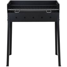 Barbecue charbon – Acier peint noir – Dimensions 40 x 70 x 90 cm – Grille réglable – Mille Srl