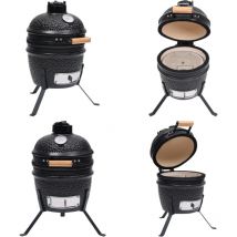 Vidaxl - Barbecue à fumoir Kamado 2-en-1 Céramique 56 cm Noir - barbecue à fumoir - barbecues à fumoir - Home & Living - Noir