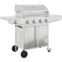 Barbecue à gaz avec 5 brûleurs argenté acier inoxydable Vidaxl