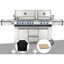 Napoleon - Barbecue à gaz Prestige Pro 825 + Housse de protection + Pierre à pizza large rectangle