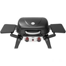 Barbecue à Gaz Portable de Table Kekai Erie 96,8x47,9x36 cm 5 kW 2 Brûleurs, Thermomètre, Tables Latérales, Gril et Plancha