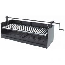 Fm Calefaccion - Barbecue bbq au charbon et bois 100 cm grille inox - Avec élevateur - à poser / Encastrable