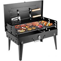 Freosen - Barbecue au Charbon Mini Portable avec Support, Pliable Inox bbq Grille pour Pique-niques, Jardins, Camping et Fête 43x26x46cm