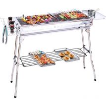 Freosen - Barbecue au Charbon Portable avec Support, Pliable Inox bbq Grille pour Pique-niques, Jardins, Camping et Fête 99.5x31x72cm(LxPxH)
