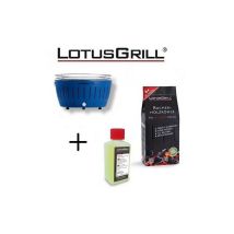 Lotus Grill - Barbacoa Blu xl con Pilas y Cable de Alimentación usb + 1Kg de Carbón de Haya + Gel Combustible Inodoro para Barbacoa 200ml