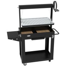Barbecue Charbon En Acier Émaillé Et Inox – Grille Réglable En Hauteur – 4 Roulettes Avec Frein – Surface De Cuisson 2972,50 Cm² – Imor