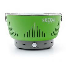 Barbecue de Table Portable au Charbon Kekai Crater 35x35x25 cm Vert Cuve Récupération Graisses Ventilateur Réglable
