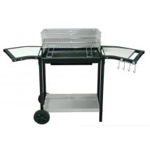 Barbecue charbon – Double grille réglable en hauteur – Acier – Noir – FORNORD