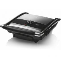 HAEGER Nuovo BISTRÔ - Grill con 2000W - Regolatore di temperatura variabile, vassoio di raccolta e utensili per la pulizia, spie luminose di