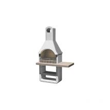 Sarom - Barbecue en be'ton re'fractaire Santa fe' e'quipe' de foyer 'Micronit' avec hotte et grill 125x64x212,5 cm charbon de bois