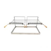 QEM - Barbecue à charbon encastrable Grille et support Vesta pour cheminée ou barbecue 60 x 40 Modèle Double