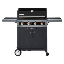 Brasero - Barbecue Boston Black 4K Turbo Brasero - Surface cuisson 74 x 43 cm - 4 brûleurs - 2 tablettes rabattables - Switch Grid - Heat Range