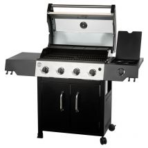 Roster - Barbecue Gaz 5 brûleurs dont 1 Latéral Avec Plancha et Grille de Cuisson Combinées