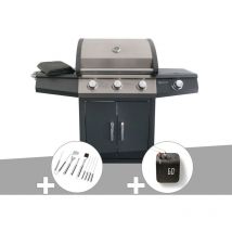 Jardideco - Barbecue à gaz Soleto + Malette 8 ustensiles + Weber Connect Smart Grilling Hub