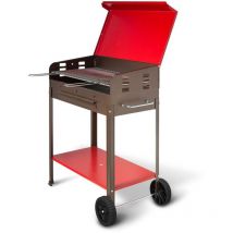 Lifegarden - barbecue griglia a carbone vanessa bbq coperchio 2 ruote carbonella giardino 40x70xH90cm