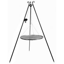 Barbecue Treppiede da 180 cm con griglia in acciaio naturale da 50 cm + verricello