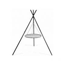 Cookking - Barbecue Grille de Cuisson suspendu « tipi » sur Trépied 210 cm en acier inox 60 cm