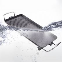 Haloyo - Barbecue Électrique Rectangulaire 6828cm Plancha Electrique de Barbecue en acier inoxydable