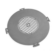 Barbecue Piastra per braciere in acciaio inox da 98 cm con griglia da 46 cm e 4 manici