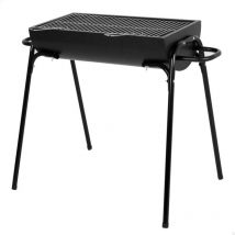 Aktive - Barbecue portable au charbon de bois, 91x33x71 cm, Noir mat, Grille de acier inoxydable, Grande surface, Cadre métallique, 4 pieds, Poignées