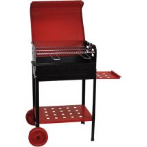 Barbecue charbon – 35x50xh80 cm – Fer peint avec roulettes et étagère latérale – Grille en acier avec poignées frontales – MILLE