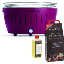 Lotus Grill - Barbacoa Viola xl con Pilas y Cable de Alimentación usb + 2,5Kg de Carbón de Haya + Gel Combustible 500ml