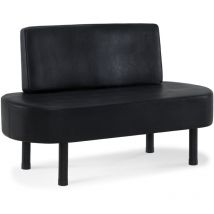 BarberPub 3-Sitzer Sitzbank mit Rückenlehne, 130 cm Wartebank für Friseursalon, Polsterbank mit Rückenlehne, Flurbank Schwarz, Wohnzimmerbank,