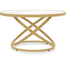 Barberpub - Couchtisch Rund Holz, Moderner Sofatisch, Kleiner Beistelltisch Metall, Kaffeetisch Für Wohnzimmer, Schönheitssalon, Wohnzimmertisch 
