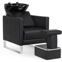 BarberPub Friseurstuhl mit Waschbecken, Friseurwaschsessel für SPA Salon Friseur Waschplatz 8611 (Schwarz/Kunstleder)